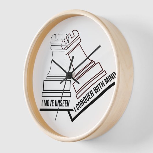 Chess Rook Wall Clock – "I Move Unseen, I Conquer  Uhr (Winkel)