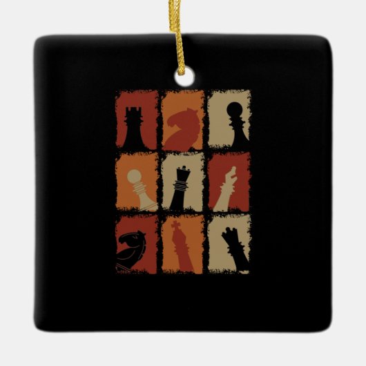 Chess Teile Retro Keramikornament (Vorderseite)