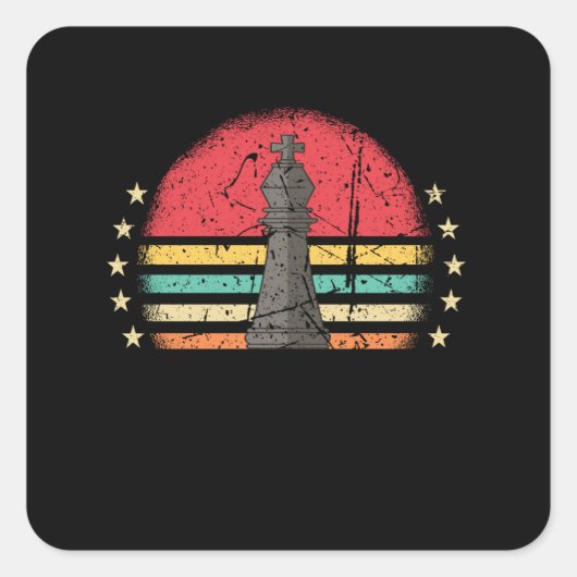 Chess Teile Retro Quadratischer Aufkleber (Vorderseite)