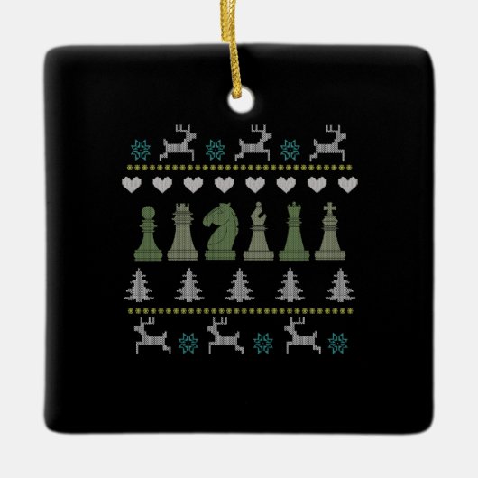 Chess Teile Ugly Christmas Keramikornament (Vorderseite)