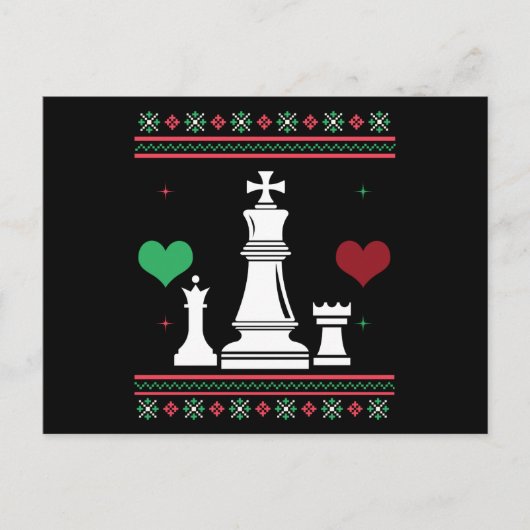 Chess Ugly Christmas Sweater Xmas Postkarte (Vorderseite)