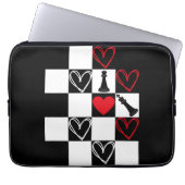 Chessboard Heart Valentinstag B&W Laptopschutzhülle (Vorderseite)