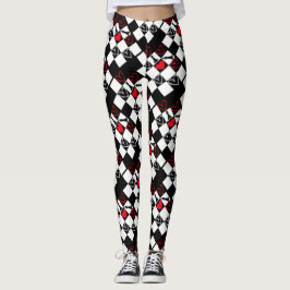 Chessboard Heart Valentinstag B&W Leggings