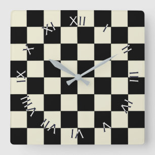 Chessboard mit Inverted Roman Numbers Wccle Quadratische Wanduhr