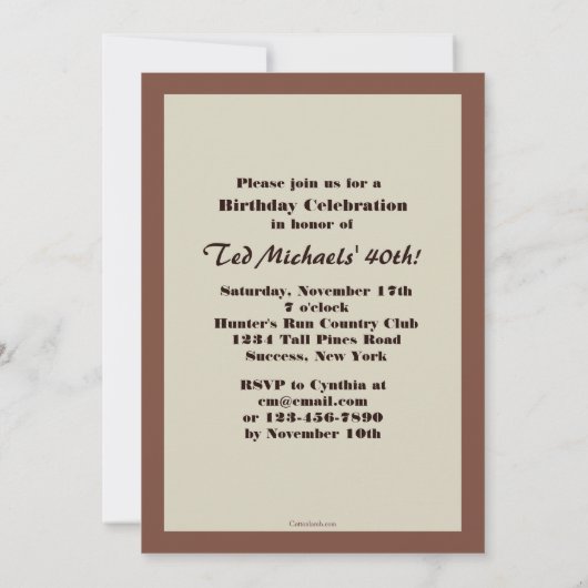 Chessmen Geburtstagsparty Einladung (Rückseite)