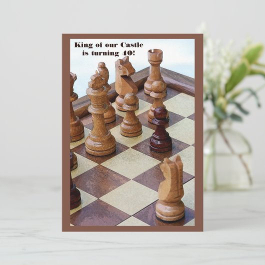 Chessmen Geburtstagsparty Einladung (Stehend Vorderseite)