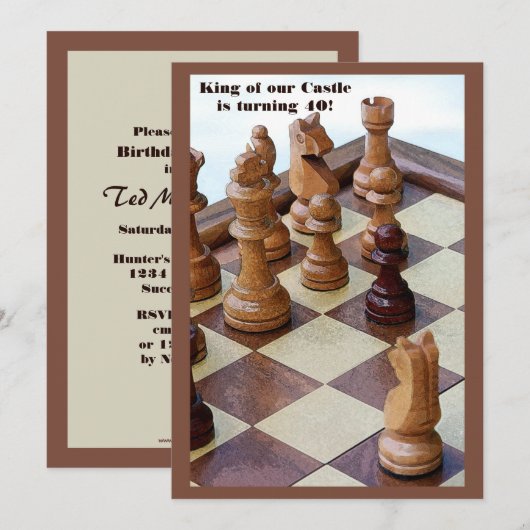 Chessmen Geburtstagsparty Einladung (Vorne/Hinten)