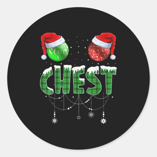 Chest Nuts Christmas T Shirt Matching Paar Chest Runder Aufkleber (Vorderseite)