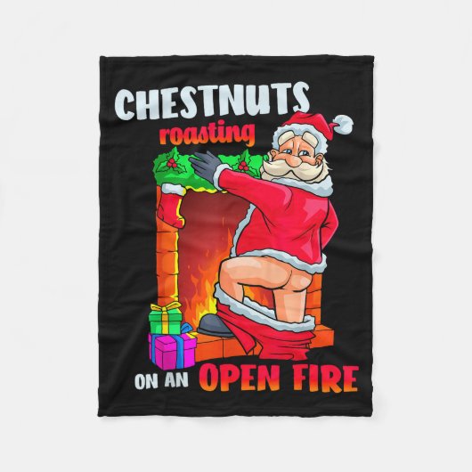 Chest Nuts Roasting Funny Naughty Santa Dirty Food Fleecedecke (Vorderseite)