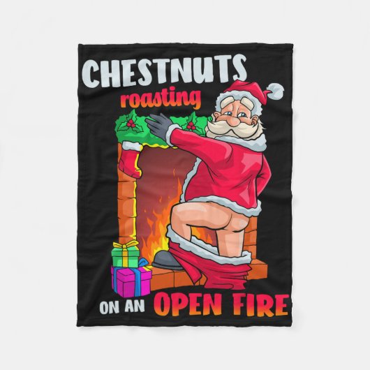 Chest Nuts Roasting Funny Naughty Santa Dirty Food Fleecedecke (Vorderseite)