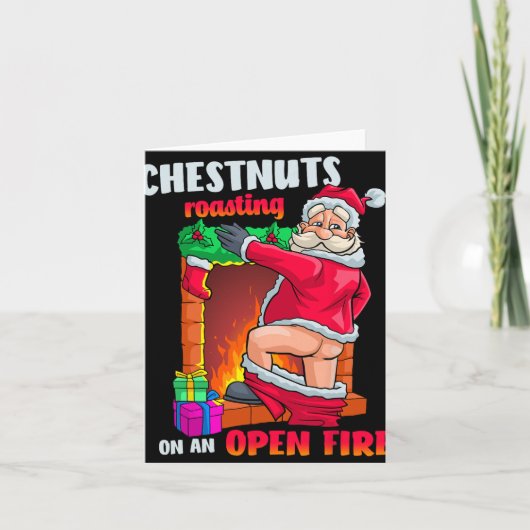 Chest Nuts Roasting Funny Naughty Santa Dirty Food Karte (Vorderseite)