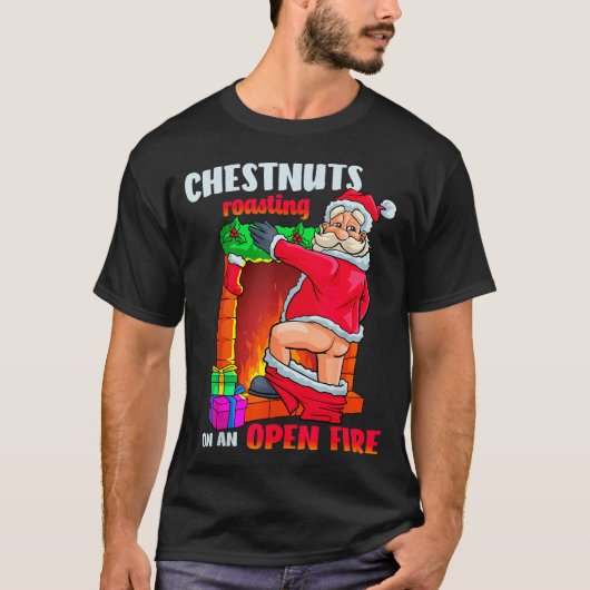 Chest Nuts Roasting Funny Naughty Santa Dirty Food T-Shirt (Vorderseite)