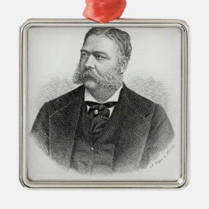 Chester Alan Arthur, graviert von A. Weger Silbernes Ornament