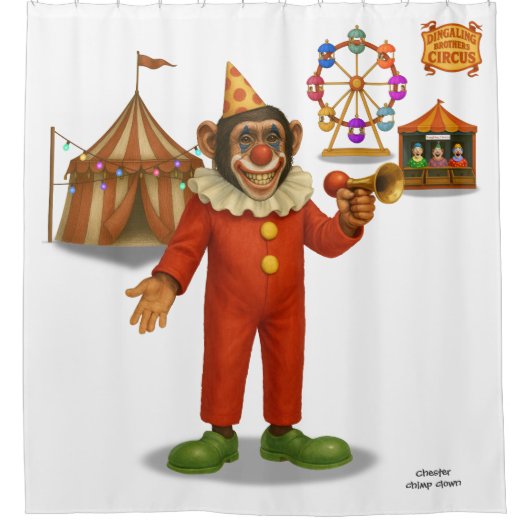 Chester chimp clown duschvorhang (Vorderseite)