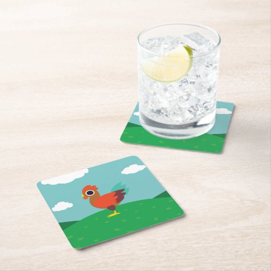 Chester der Hahn Rechteckiger Pappuntersetzer (Vor Ort)