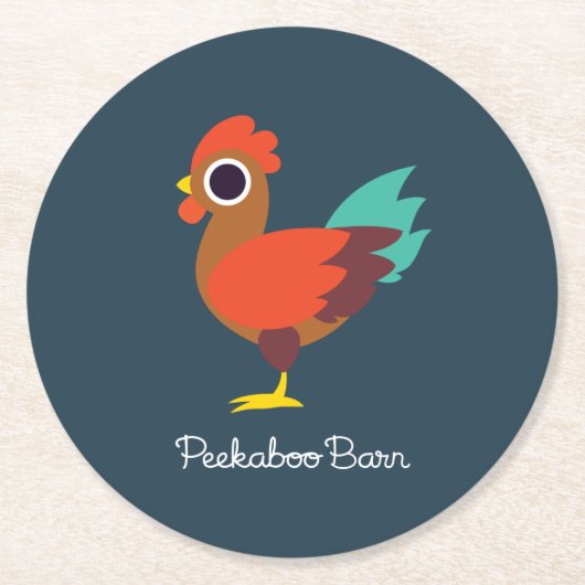 Chester der Hahn Runder Pappuntersetzer (Vorderseite)