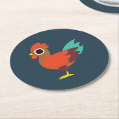 Chester der Hahn Runder Pappuntersetzer (Angewinkelt)