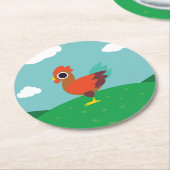 Chester der Hahn Runder Pappuntersetzer (Angewinkelt)