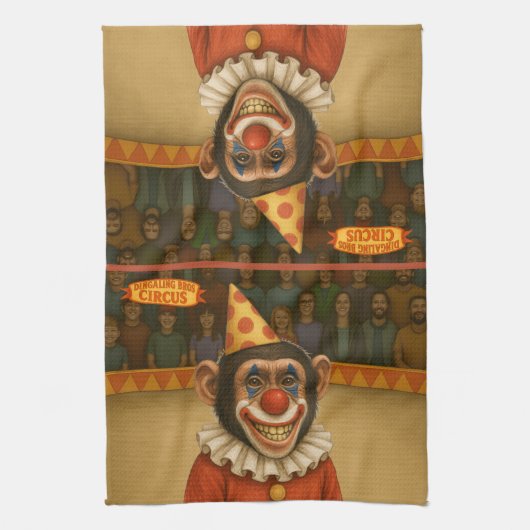 Chester der Schimpansenclown Geschirrtuch (Vertikal)