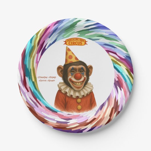 Chester der Schimpansenclown Pappteller (Vorderseite)