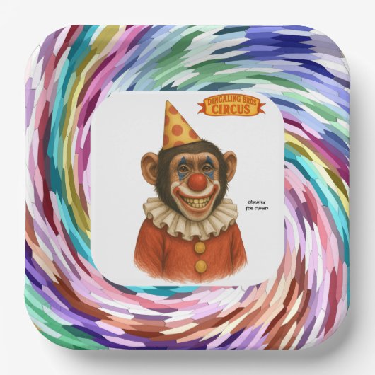 Chester der Schimpansenclown Pappteller (Vorderseite)