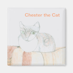 Chester die Katze - quadratischer Magnet
