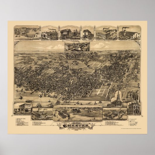 Chester, PA Panoramic Map - 1885 Poster (Vorne)