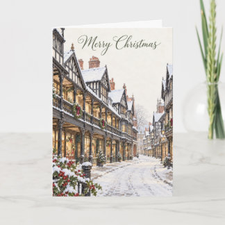 Chester Rows Weihnachts-Wasserfarbenbild Feiertagskarte