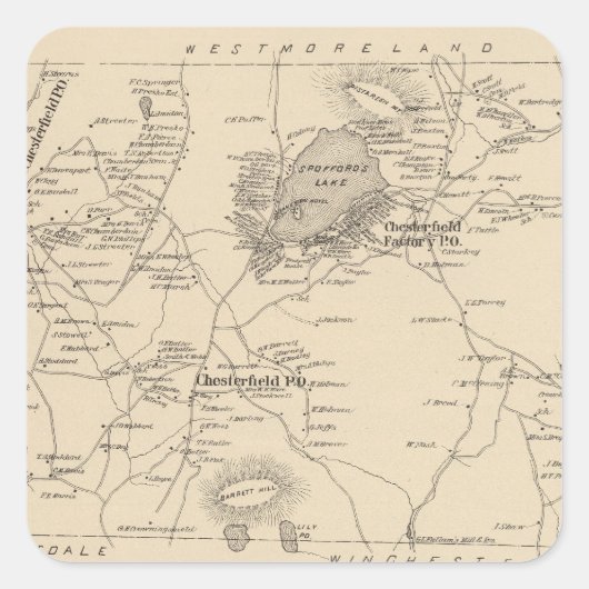 Chesterfield, Cheshire Co Quadratischer Aufkleber (Vorderseite)