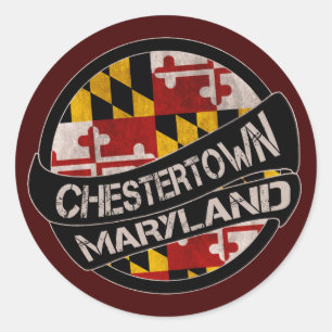 Chestertown Maryland Flaggengrundierung Runder Aufkleber