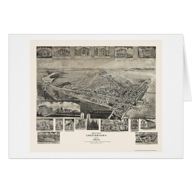 Chestertown, panoramische Karte MD - 1907 (Vorderseite (Horizontal))