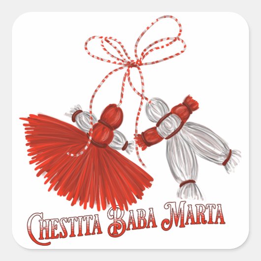 Chestita Baba Marta Martenitsas Quadratischer Aufkleber (Vorderseite)
