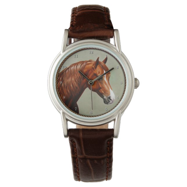 Chestnut Morgan Horse Armbanduhr (Vorderseite)