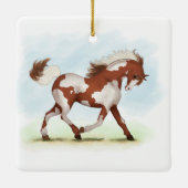 Chestnut Overo Skewbald Horse Keramikornament (Rückseite)
