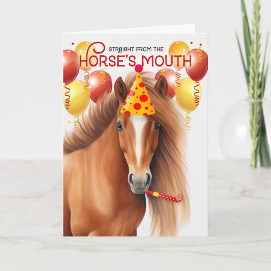 Chestnut Red Mane Horse Funny Birthday Karte (Vorderseite)