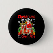 Chestnuts Roasting On An Open Fire Funny Santa  Button (Vorderseite)