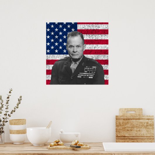 Chesty Puller und die amerikanische Flagge Poster (Küche)