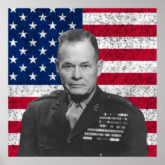 Chesty Puller und die amerikanische Flagge Poster (Vorne)