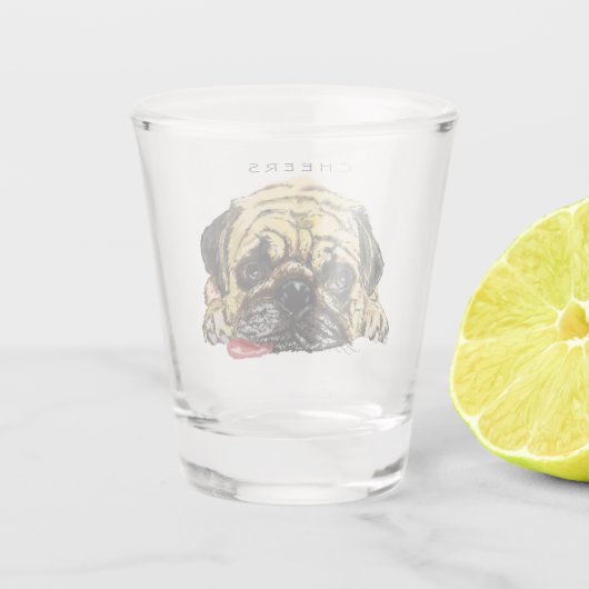 Chet Shot Glass mit Funny Mops Hund - Benutzerdefi Schnapsglas (Rückseite)