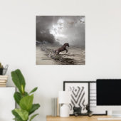 Cheval dans les vague, Papier Poster (matt) (Heimbüro)