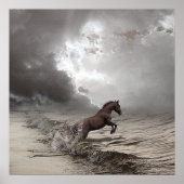 Cheval dans les vague, Papier Poster (matt) (Vorne)