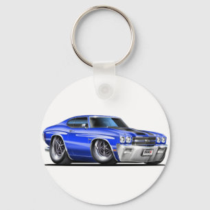 Chevelle Blau-Schwarzes Auto 1970 Schlüsselanhänger