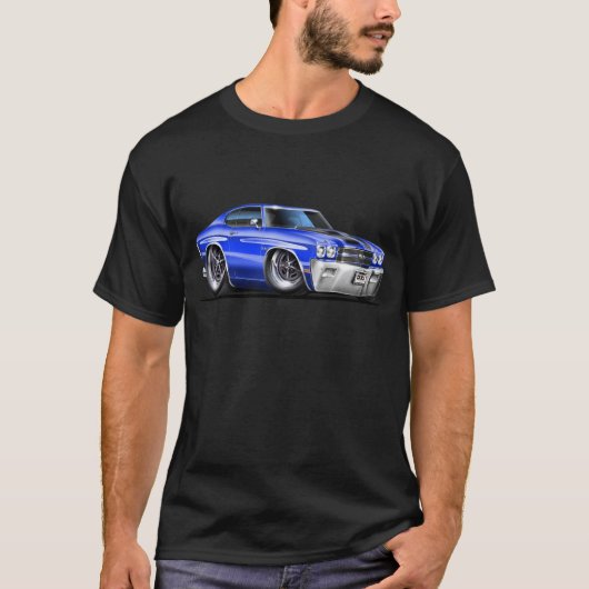 Chevelle Blau-Schwarzes Auto 1970 T-Shirt (Vorderseite)