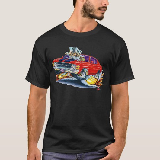 Chevelle Rot-Schwarzes Auto 1971-72 T-Shirt (Vorderseite)
