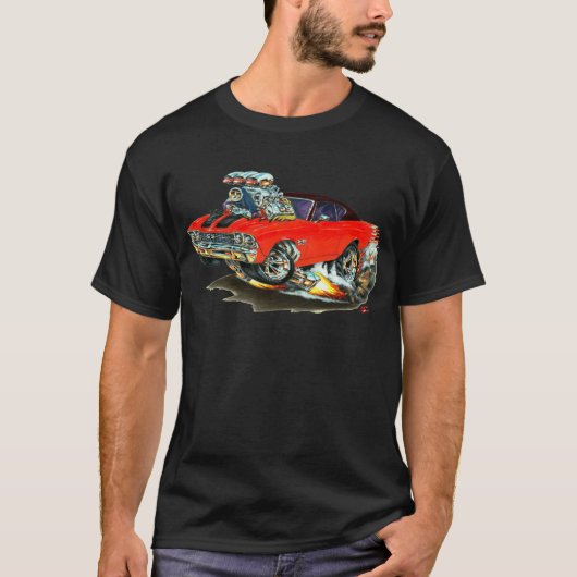 Chevelle Rot-Schwarzes Spitzenauto 1968-69 T-Shirt (Vorderseite)