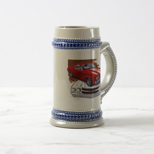 Chevelle Rot-Weißes Auto 1970 Bierglas (VorderseiteRechts)