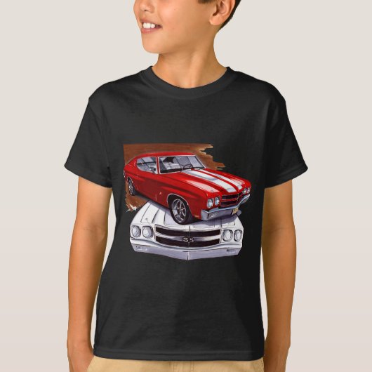 Chevelle Rot-Weißes Auto 1970 T-Shirt (Vorderseite)