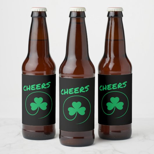 Chever, Clover, Kleeblatt, Irish Green, St Patrick Bierflaschenetikett (Flaschen)