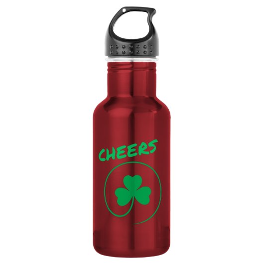 Chever, Clover, Kleeblatt, Irish Green, St Patrick Edelstahlflasche (Vorderseite)