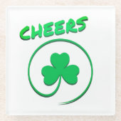 Chever Clover Kleeblatt Irish Green St Patricks Da Glasuntersetzer (Vorderseite)
